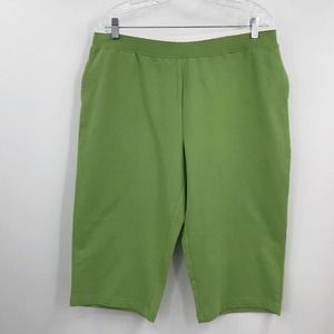 NEW Silverware New York Women's Leisurewear Capri Lounge Green Cotton Pant XL